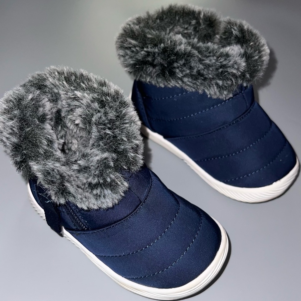 Blue Baby Boots -  Faux Fur- Gently used*